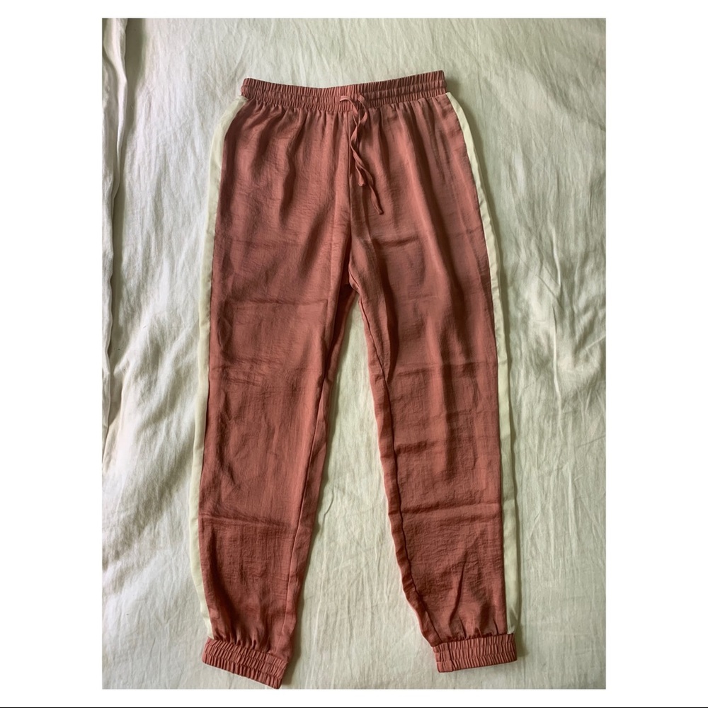 Satin pink joggers